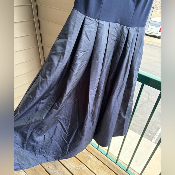 🆕Jessica Howard Navy Fit & Flare Dress Size 8 Ruffle Midi Cocktail Party Elegant - Picture 7 of 14